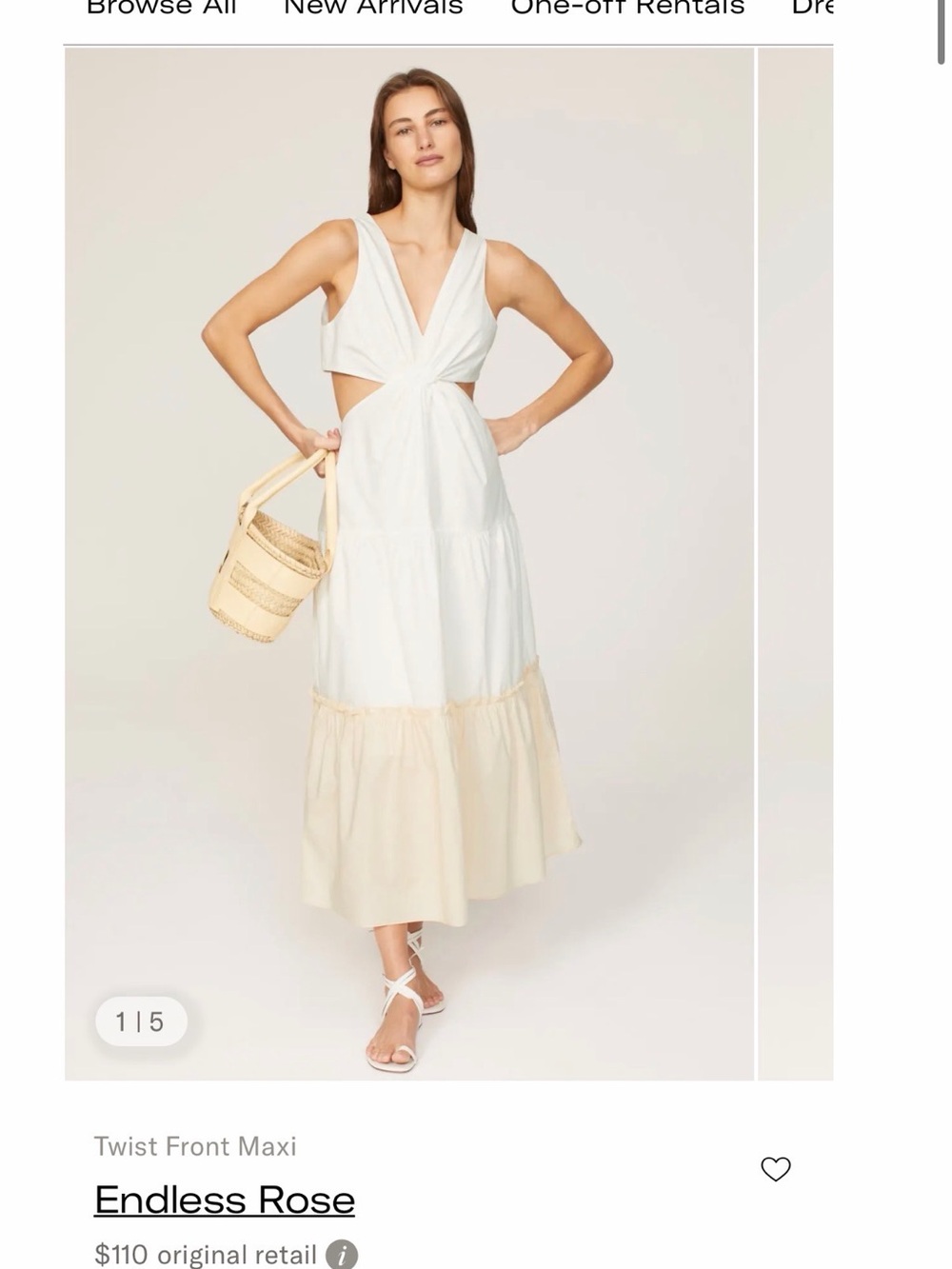Endless Rose White and Cream Twist-Front Maxi Dress